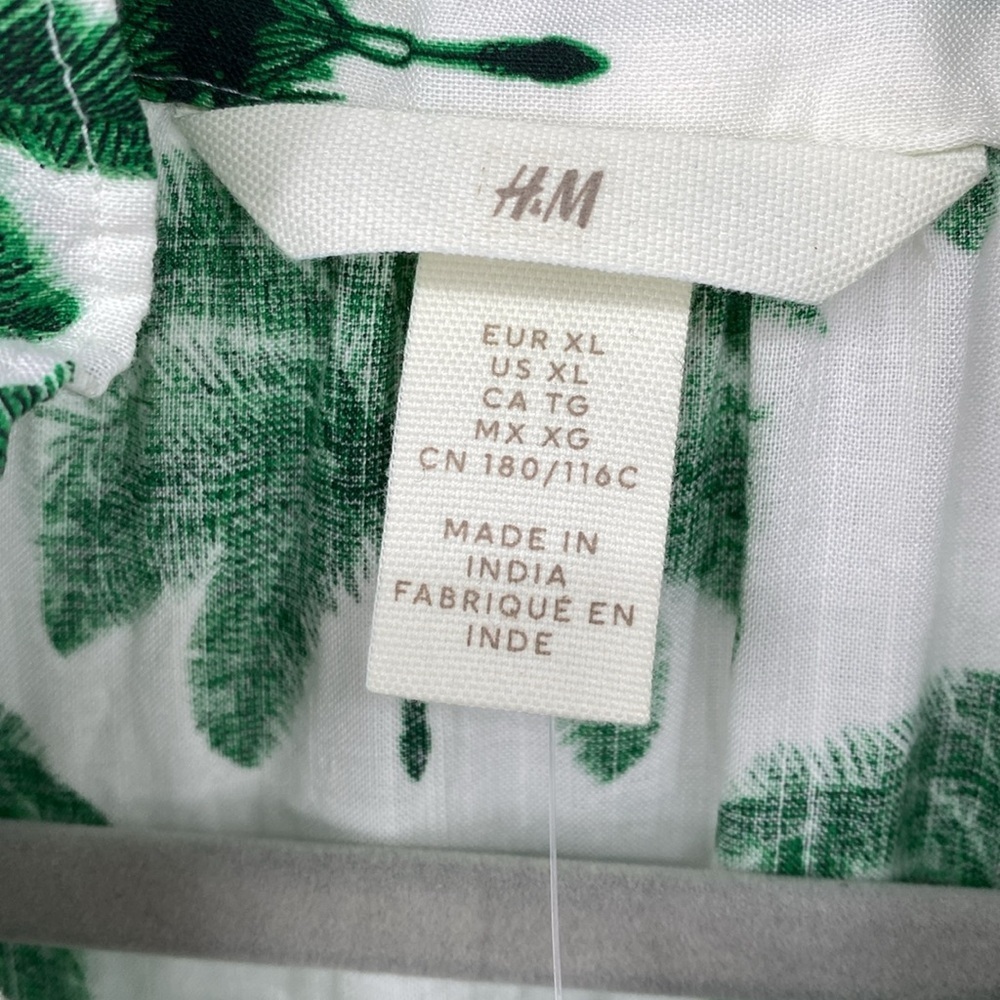 H&M White and Green Tropical Print Dress XL NWT - Picture 9 of 13